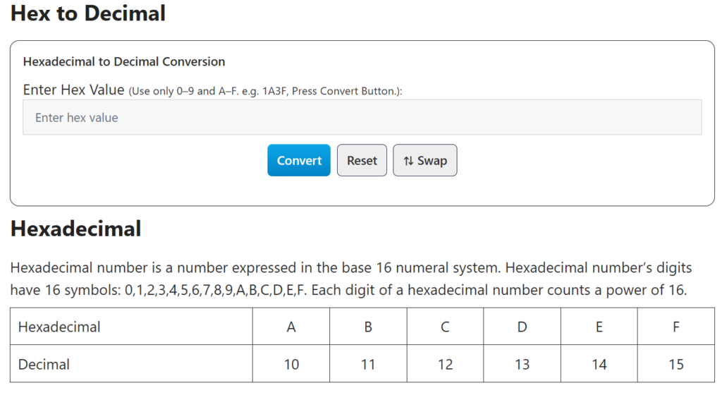 Hex to Decimal
