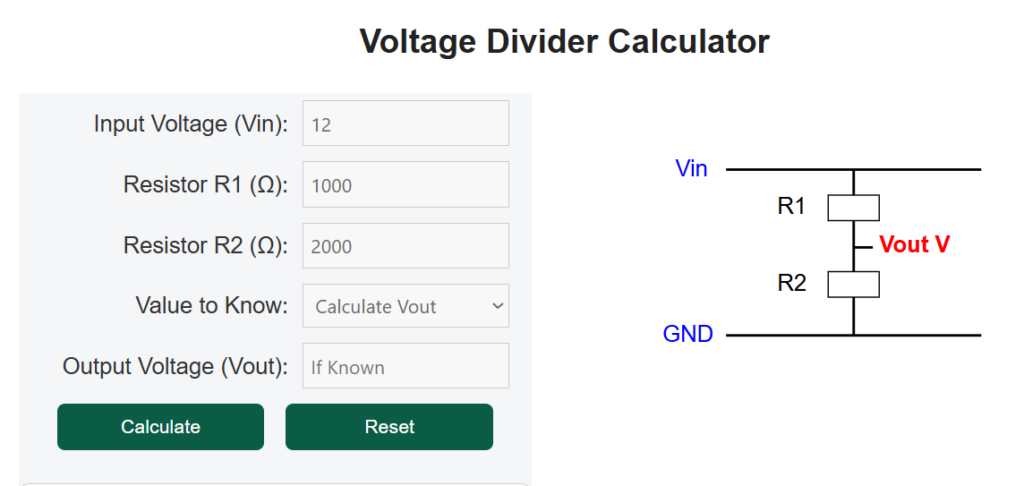 voltage divider calculator