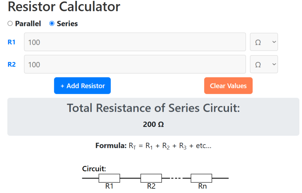 Parallel and Series Resistor Calculator