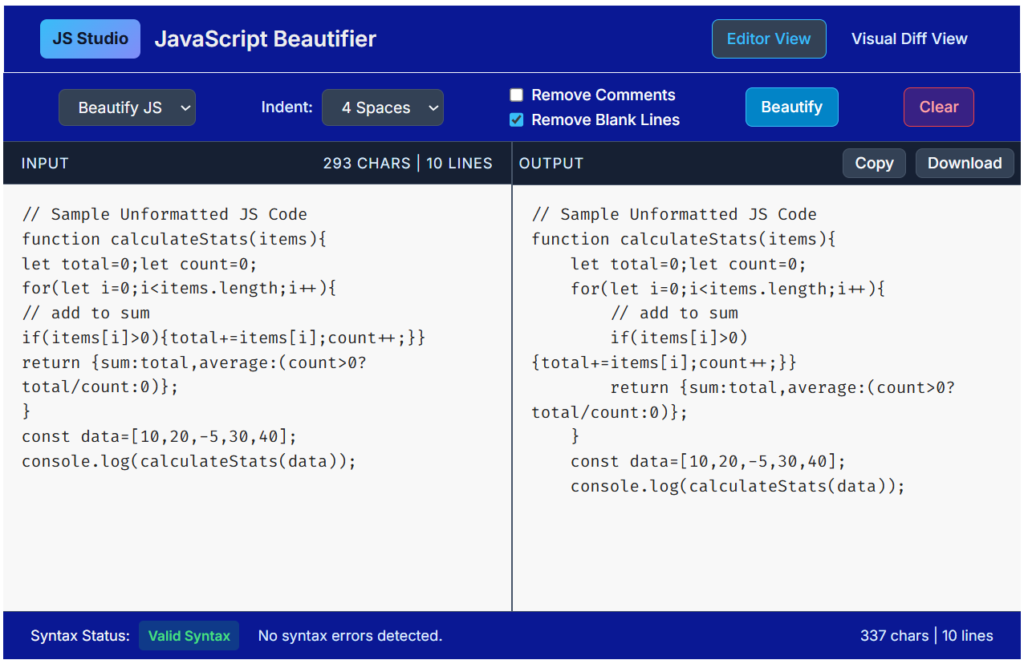 JavaScript Beautifier